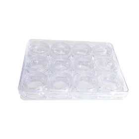Plastic square jar 12x3 ml/tray #004 Transparent