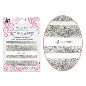 3D Acrylic Effect Sticker  HBJY003-S Silver Lace