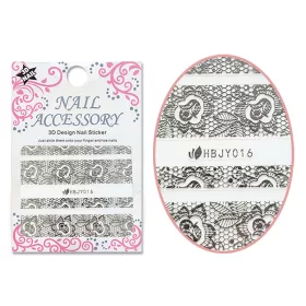 3D Acrylic Effect Sticker  HBJY016-S Silver Lace