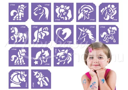 Horses and Unicorns Template Set, 15 pieces  #501560 