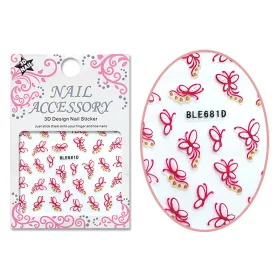 3D acrylic effect sticker  BLE-681D Pink butterflies