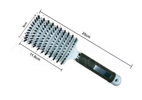Curved hairbrush for thick hair  #001-W White