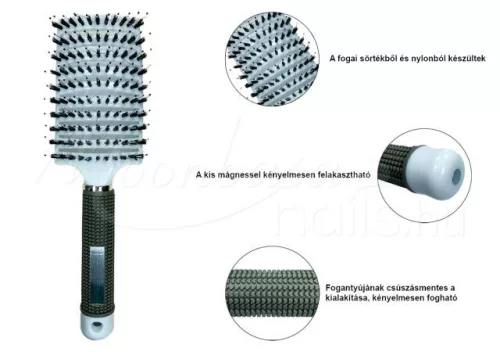 Curved hairbrush for thick hair  #001-W White
