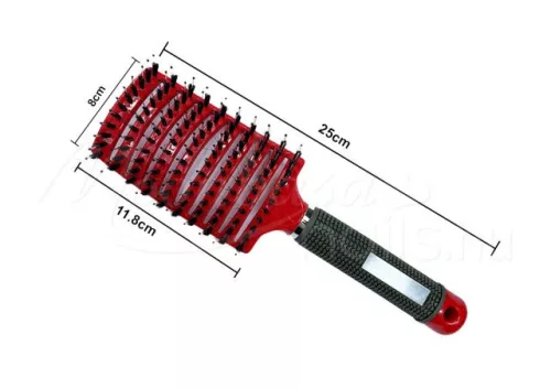 Curved hairbrush for thick hair  #001-R Red