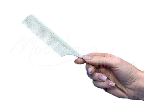Styling comb with metal pins, antistatic  #J-06 White