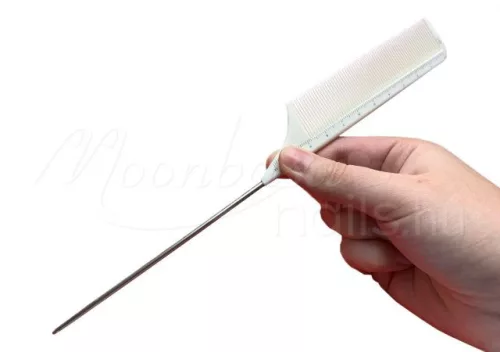 Styling comb with metal pins, antistatic  #J-06 White
