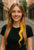 Coloured hair extensions - wavy 60 cm  Neon yellow