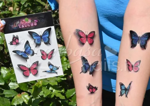 Sticker tattoo  RH-001 Blue and red butterfly