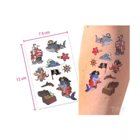Sticker tattoo  EC-244 Pirate Sharks and Treasure Chest