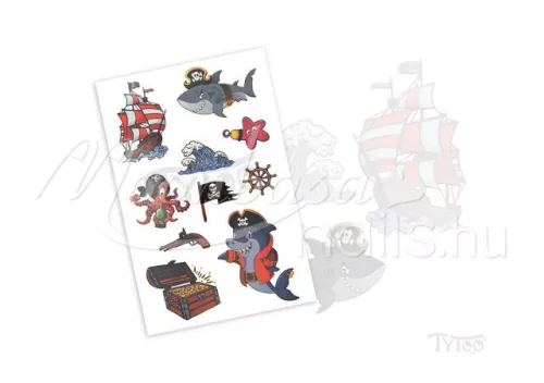 Sticker tattoo  EC-244 Pirate Sharks and Treasure Chest