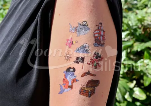 Sticker tattoo  EC-244 Pirate Sharks and Treasure Chest